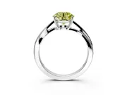 Solitaire Engagement Ring Setting for Fancy Yellow Round Cut Center with Plain Bypass Twist Band and Prong Head in White Gold