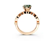 Solitaire Engagement Ring Setting for Fancy Green Heart-Shaped Center with Milgrain Bezel Accents and Prong Head in Rose Gold