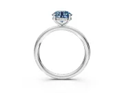 Hidden Halo Engagement Ring Setting for Fancy Blue Round Cut Center with Thin Rounded Band and Prong Head in Platinum