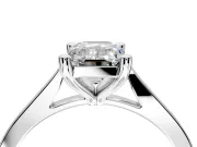 Solitaire Engagement Ring Setting for Emerald Cut Center with Tapered Shoulders and Prong Head in Sterling Silver