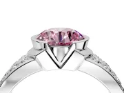 Bezel Engagement Ring Setting for Fancy Pink Round Cut Center with Wide Channel-Set Band and Bezel Head in Sterling Silver