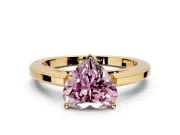 Solitaire Engagement Ring Setting for Fancy Pink Heart-Shaped Center with Flat-Sided Plain Band and Prong Head in Yellow Gold