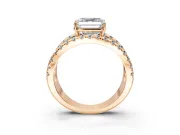 Solitaire Engagement Ring Setting for Asscher Cut Center with Wide-Open Split Shank and Prong Head in Rose Gold
