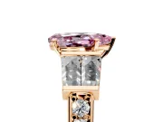 Channel-Set Engagement Ring Setting for Fancy Pink Pear-Shaped Center with Baguette Band and Prong Head in Rose Gold