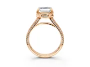 Solitaire Engagement Ring Setting for Asscher Cut Center with Accented Split Shank and Prong Head in Rose Gold