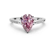 Solitaire Engagement Ring Setting for Fancy Pink Pear-Shaped Center with Channel Accents and Prong Head in Platinum