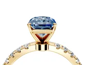 Open Basket Engagement Ring Setting for Fancy Blue Radiant Cut Center with Pave Band and Prong Head in Yellow Gold