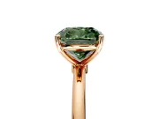 Solitaire Engagement Ring Setting for Fancy Green Cushion Cut Center with Straight Thin Band and Prong Head in Rose Gold