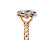 Solitaire Engagement Ring Setting for Oval Center with 2-Strand Rope Twist Band and Prong Head in Rose Gold