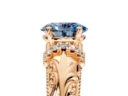Solitaire Engagement Ring Setting for Fancy Blue Oval Center with Filigree Accent Basket and Prong Head in Rose Gold