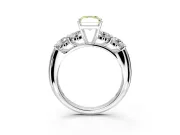 5 Stone Engagement Ring Setting for Fancy Yellow Radiant Cut Center with Graduated Accents and Prong Head in White Gold
