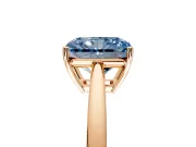 Solitaire Engagement Ring Setting for Fancy Blue Radiant Cut Center with Open Cathedral Shoulders and Prong Head in Rose Gold