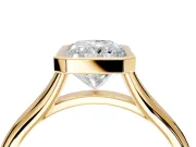 Solitaire Engagement Ring Setting for Radiant Cut Center with V Split Shank and Bezel Head in Yellow Gold