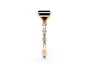 Solitaire Engagement Ring Setting for Fancy Black Asscher Cut Center with Alternating Size Accents and Prong Head in Yellow Gold