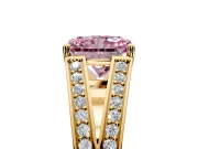 Split Shank Engagement Ring Setting for Fancy Pink Radiant Cut Center with Pave Split Shank and Prong Head in Yellow Gold