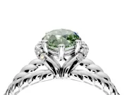 Halo Engagement Ring Setting for Fancy Green Marquise Center with Rope Twist Split Shank and Prong Head in White Gold