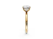 Hidden Halo Engagement Ring Setting for Princess Cut Center with Thin Round-Wire Band and Prong Head in Yellow Gold