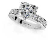 Solitaire Engagement Ring Setting for Heart-Shaped Center with Channel-Set Accents and Prong Head in White Gold