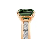 Solitaire Engagement Ring Setting for Fancy Green Asscher Cut Center with Princess Cut Channel Band and Prong Head in Rose Gold