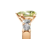 5 Stone Engagement Ring Setting for Fancy Yellow Pear-Shaped Center with Plain Band and Prong Head in Rose Gold