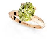 Solitaire Engagement Ring Setting for Fancy Yellow Oval Center with Wide Knife Ridge Band and Prong Head in Rose Gold