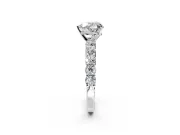 Shared-Prong Engagement Ring Setting for Heart-Shaped Center with Graduated Accents and Prong Head in Sterling Silver