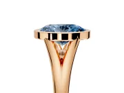 Solitaire Engagement Ring Setting for Fancy Blue Oval Center with V Split Shank and Bezel Head in Rose Gold