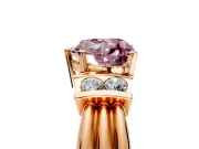 Solitaire Engagement Ring Setting for Fancy Pink Heart-Shaped Center with Grooved Bar Accent Band and Prong Head in Rose Gold