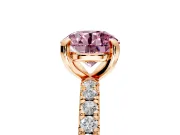 Solitaire Engagement Ring Setting for Fancy Pink Round Cut Center with Shared-Prong Accents and Prong Head in Rose Gold