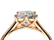 Solitaire Engagement Ring Setting for Princess Cut Center with Cathedral Band and Prong Head in Rose Gold