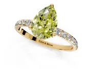 Solitaire Engagement Ring Setting for Fancy Yellow Pear-Shaped Center with Fine Pave Accents and Prong Head in Yellow Gold