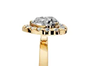 Halo Engagement Ring Setting for Heart-Shaped Center with Thin Plain Band and Prong Head in Yellow Gold