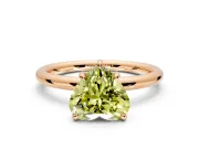 Low-Set Solitaire Engagement Ring Setting for Fancy Yellow Heart-Shaped Center with Thin Plain Band and Prong Head in Rose Gold