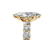 Shared-Prong Engagement Ring Setting for Marquise Center with Graduated Accents and Prong Head in Yellow Gold