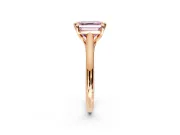 Solitaire Engagement Ring Setting for Fancy Pink Asscher Cut Center with Cathedral Band and Prong Head in Rose Gold