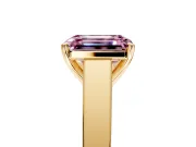 Solitaire Engagement Ring Setting for Fancy Pink Emerald Cut Center with Tapered Split Shoulders and Prong Head in Yellow Gold