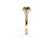 Floral Engagement Ring Setting for Fancy Green Cushion Cut Center with Four Accent Clusters and Prong Head in Rose Gold