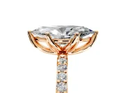 Solitaire Engagement Ring Setting for Marquise Center with Fine Pave Accents and Prong Head in Rose Gold