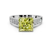 Solitaire Engagement Ring Setting for Fancy Yellow Princess Cut Center with Cathedral Channel Band and Prong Head in Platinum