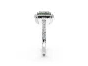 Halo Engagement Ring Setting for Fancy Green Radiant Cut Center with Inner Milgrain Border and Prong Head in Platinum