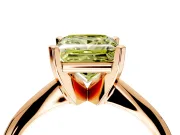 Solitaire Engagement Ring Setting for Fancy Yellow Princess Cut Center with Knife Ridge Band and Claw Prong Head in Rose Gold