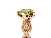 Solitaire Engagement Ring Setting for Fancy Yellow Heart-Shaped Center with Marquise Panel Band and Prong Head in Rose Gold