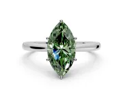 Solitaire Engagement Ring Setting for Fancy Green Marquise Center with Narrow Cathedral Band and Prong Head in Platinum