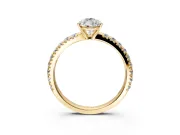 Solitaire Engagement Ring Setting for Pear-Shaped Center with Large Accent Band and Prong Head in Yellow Gold
