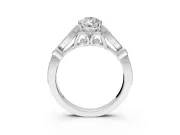 Solitaire Engagement Ring Setting for Pear-Shaped Center with Marquise and Bezel Accents and Prong Head in Platinum