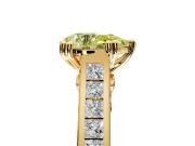 Solitaire Engagement Ring Setting for Fancy Yellow Pear-Shaped Center with Channel Band and Double Claw Prong Head in Yellow Gold