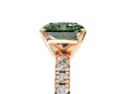 Solitaire Engagement Ring Setting for Fancy Green Radiant Cut Center with Large Accents and Prong Head in Rose Gold
