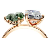 Fancy Green Heart-Shaped and Emerald Cut Lab-Grown Diamond Toi et Moi Engagement Ring with Prong-Set Stones in Rose Gold