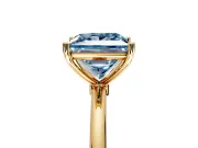 Solitaire Engagement Ring Setting for Fancy Blue Princess Cut Center with Straight Thin Band and Prong Head in Yellow Gold