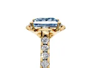 Floral Engagement Ring Setting for Fancy Blue Princess Cut Center with Pave Band and Floral Prong Head in Yellow Gold
